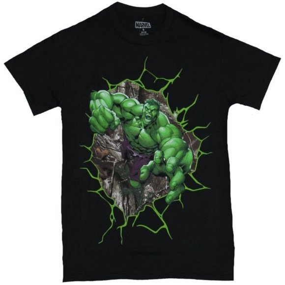 Marvel | Shirts & Tops | Hulk Marvel Comics Black Shirt Incredible Hulk ...